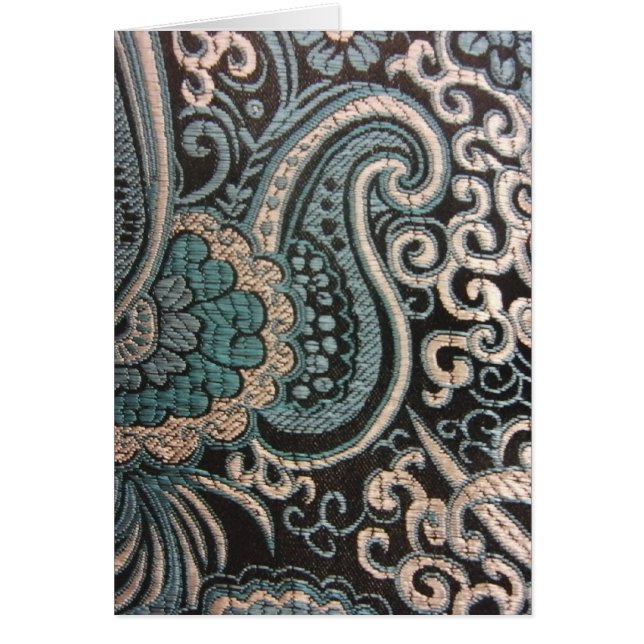 Blauw en zilver Paisley Brocade (Voorkant)
