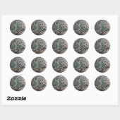 Blauw en zilver Paisley Brocade Ronde Sticker (Vel)
