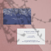 Blauw en Zilver Paisley Wedding Planner Visitekaartje