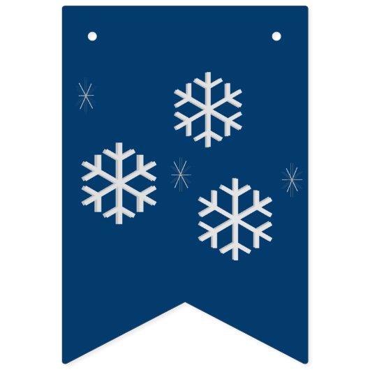 Blauw en zilver Prettige feestdagen Vlaggetjes (Eerste vlag)