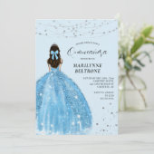 Blauw en Zilver Prinses Quinceañera Kaart (Staand voorkant)