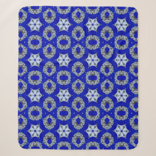 blauw en zilver psychedelisch patroon sherpa deken