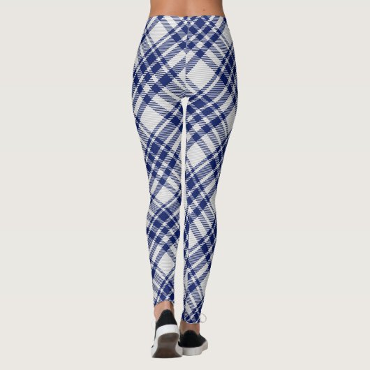 Blauw en zilver Royal Stewart tartan patroon Leggings (Achterkant)