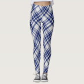 Blauw en zilver Royal Stewart tartan patroon Leggings (Voorkant)