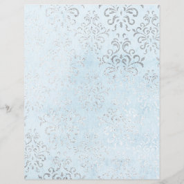 Blauw- en zilver-shabby Damask-scrapbook