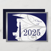 Blauw en Zilver Silhouet 2025 Kaart (Voorkant / Achterkant)