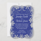 Blauw en Zilver Sneeuwvlok Bruiloft Uitnodiging (Voorkant)