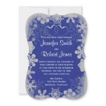 Blauw en Zilver Sneeuwvlok Bruiloft Uitnodiging