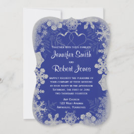 Blauw en Zilver Sneeuwvlok Bruiloft Uitnodiging