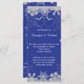 Blauw en Zilver Sneeuwvlok Trouwprogramma Programmakaart (Voorkant / Achterkant)