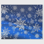 Blauw en Zilver Sneeuwvlokken Kerstmis Cadeaupapier (Vlak)