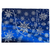 Blauw en Zilver Sneeuwvlokken Kerstmis Groot Cadeauzakje (Achterkant)