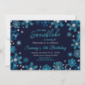 Blauw en Zilver Sneeuwvlokken Verjaardagsfeest Kaart (Voorkant)