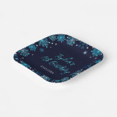 Blauw en Zilver Sneeuwvlokken Verjaardagsfeest Papieren Bordje (Gebogen)