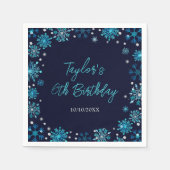 Blauw en Zilver Sneeuwvlokken Verjaardagsfeest Servet (Voorkant)