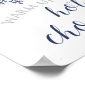 Blauw en zilver Snowflake Hot Chocolate Bar-teken Poster (Hoek)