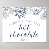 Blauw en zilver Snowflake Hot Chocolate Bar-teken Poster (Voorkant)