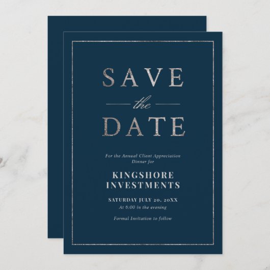 Blauw en zilver sparen de Datum Kaart (Voorkant / Achterkant)