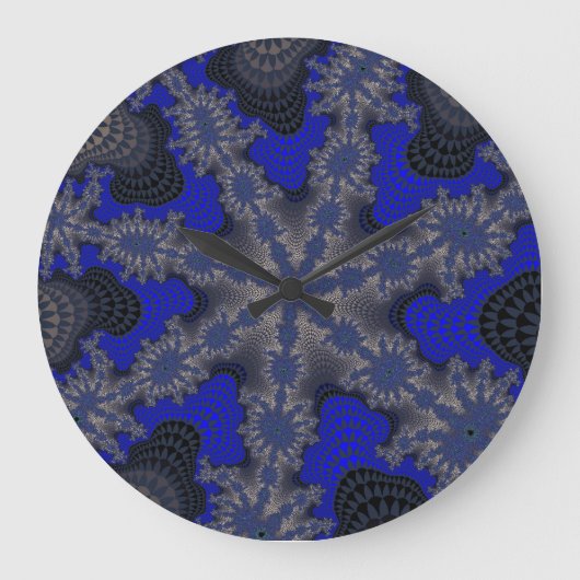 Blauw en zilver Starburst Grote Klok (Voorkant)