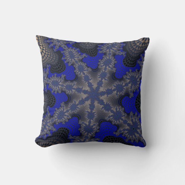 Blauw en zilver Starburst Kussen (Voorkant)