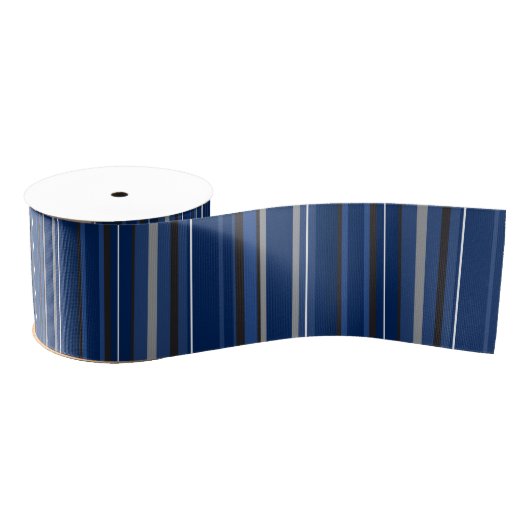 Blauw en Zilver Streep 3" Brede Grosgrain Ribbon Grosgrain Lint (Spoel)