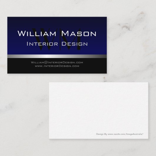 Blauw en zilver Stripe Professional-Visitekaartje Visitekaartje (Voorkant / Achterkant)