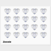 Blauw en Zilver Swirls Hart Bruiloft Favor Hart Sticker (Vel)