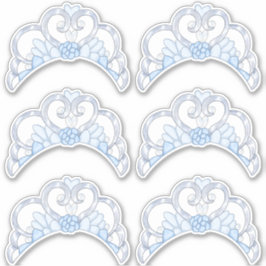 Blauw en Zilver Tiara Sticker Blad