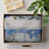 Blauw en zilver Victoriaans Kerstfeest Tissuepapier (Geschenk)
