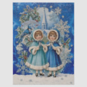 Blauw en zilver Victoriaans Kerstfeest Tissuepapier (Voorkant)