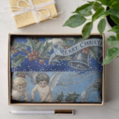 Blauw en zilver Victoriaans Kerstfeest Tissuepapier (Geschenk)