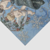 Blauw en zilver Victoriaans Kerstfeest Tissuepapier (Detail)