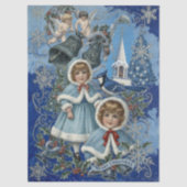 Blauw en zilver Victoriaans Kerstfeest Tissuepapier (Voorkant)