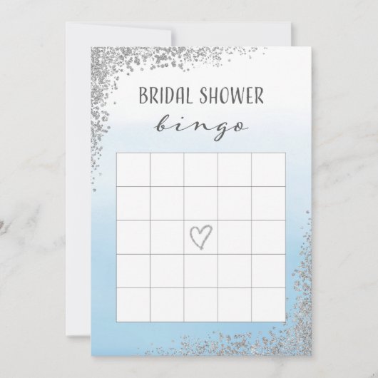 Blauw en Zilver Vrijgezellenfeest Bingo Kaart (Voorkant)