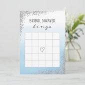 Blauw en Zilver Vrijgezellenfeest Bingo Kaart (Staand voorkant)