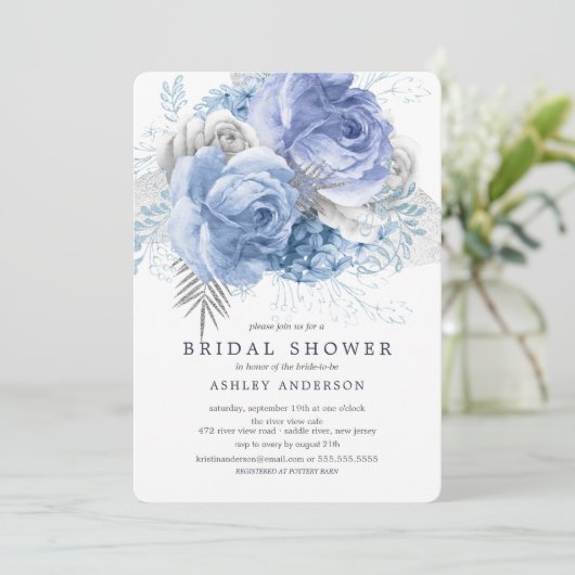 Blauw en zilver Vrijgezellenfeest Kaart (Staand voorkant)