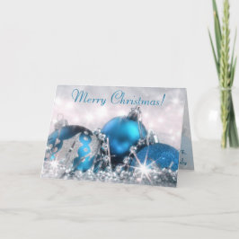 Blauw en Zilver Vrolijk Kerstfeest Wenskaart Feestdagen Kaart