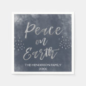 Blauw en Zilver Waterverf Kerstvakantie Servetten (Voorkant)