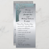 Blauw en Zilver Wedding Program Rack Kaart (Voorkant / Achterkant)