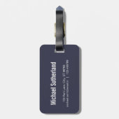 Blauw en zilver Wereldkaart elegant Bagagelabel (Achterkant verticaal)