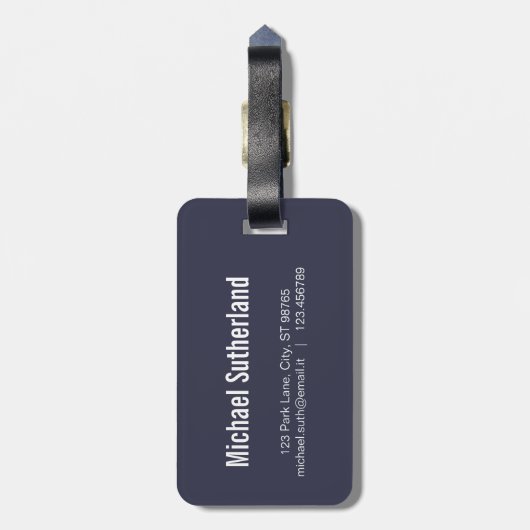 Blauw en zilver Wereldkaart elegant Bagagelabel (Achterkant verticaal)