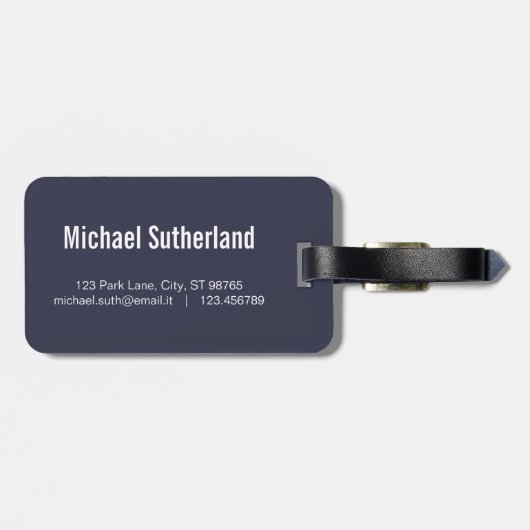 Blauw en zilver Wereldkaart elegant Bagagelabel (Achterkant horizontaal)