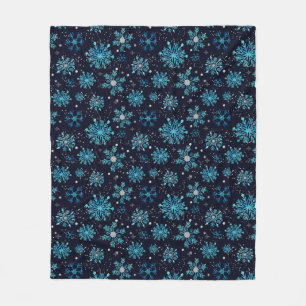 Blauw en zilver winter sneeuwvlokken fleece deken
