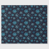 Blauw en Zilver Winter Sneeuwvlokken Patroon Cadeaupapier (Vlak)