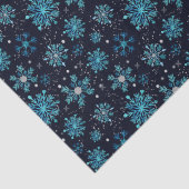 Blauw en Zilver Winter Sneeuwvlokken Patroon Tissuepapier (Detail)
