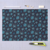 Blauw en Zilver Winter Sneeuwvlokken Patroon Tissuepapier (Craft)