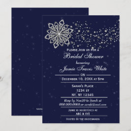 Blauw en zilver wintersnowflake Vrijgezellenfeest Kaart