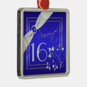 Blauw- en zilverbloemige sixtiaanse sierplanten metalen ornament (Rechts)