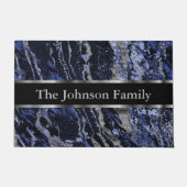 Blauw en zilveren marmer deurmat (Voorkant)