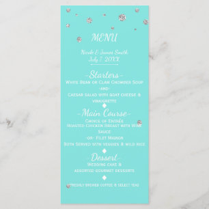 Blauw- en zilverglam faux-glitter-menukaart menu
